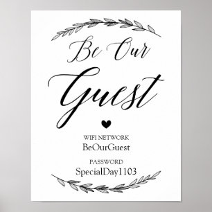 Weddenschap - Wifi Password Laurel Wedding Sign Poster