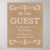 Weddenschap - Wifi Password Rustic Wedding Sign Poster (Voorkant)