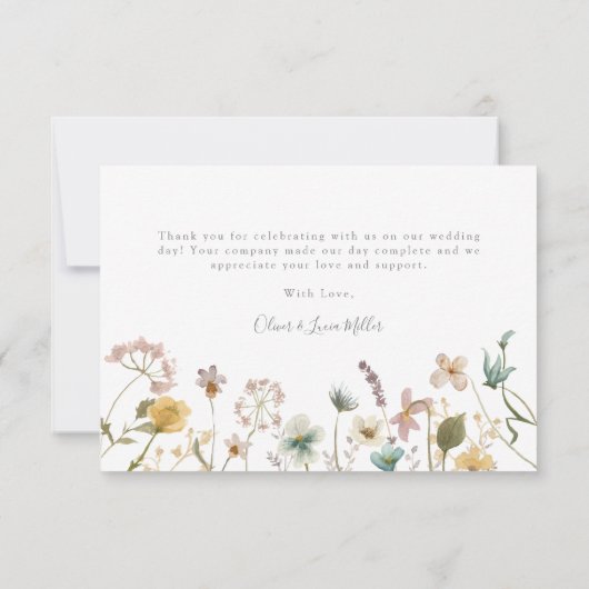 Weddenschap wilde bloemen Hartelijk dank Bedankkaart (Achterkant)