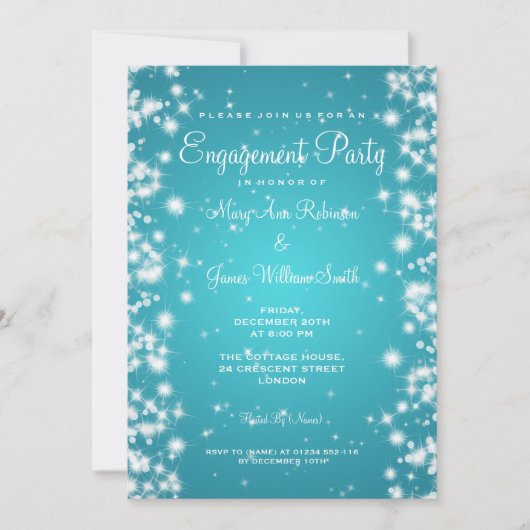 Weddenschap Winter Sparkle Turquoise Kaart (Voorkant)