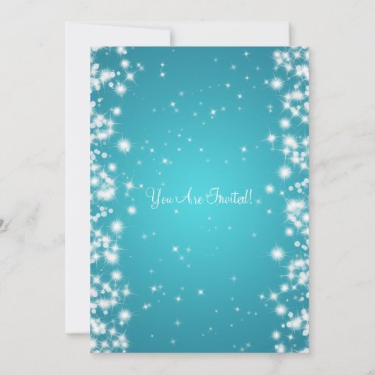 Weddenschap Winter Sparkle Turquoise Kaart (Achterkant)