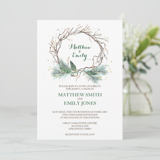 Weddenschap Winter Wreath Kaart (Staand voorkant)