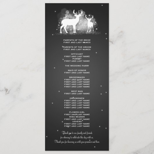 Weddenschap Winterdeer Sparkle Black Programmakaart (Achterkant)