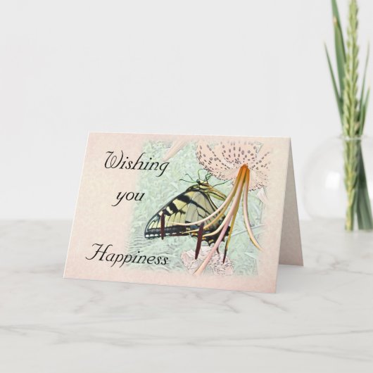 Weddenschap Wishes Swallowtail Butterfly op Lily Kaart (Voorkant)