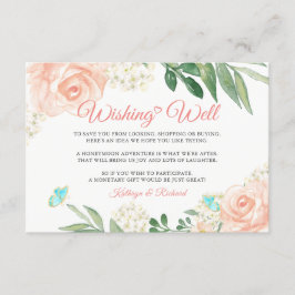 Weddenschap Wishing Well Blush Peach Chic Floral Informatiekaartje