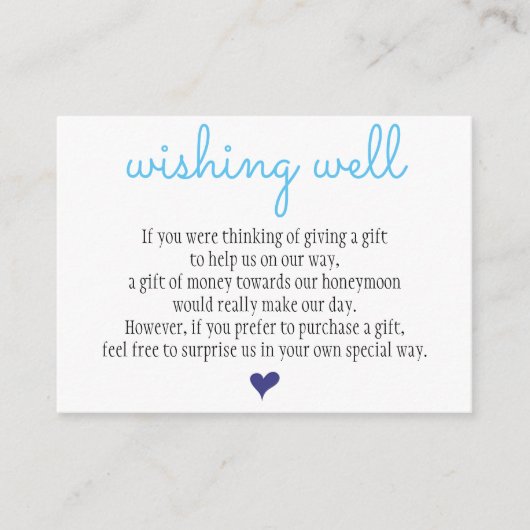 Weddenschap Wishing Well Card Informatiekaartje (Voorkant)