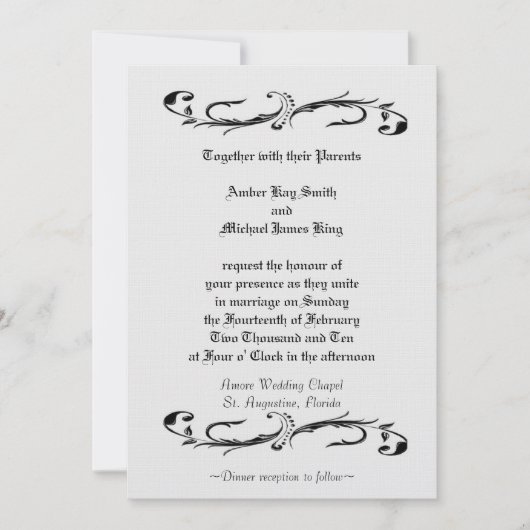 Weddenschap wit en zwart, dubbelzijdig kaart (Voorkant)