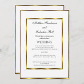 Weddenschap Wit goud Elegant Moderne Uitnodiging (Voorkant / Achterkant)