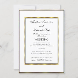 Weddenschap Wit goud Elegant Moderne Uitnodiging
