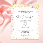 Weddenschap wit goud roze glitter budget uitnodigi flyer