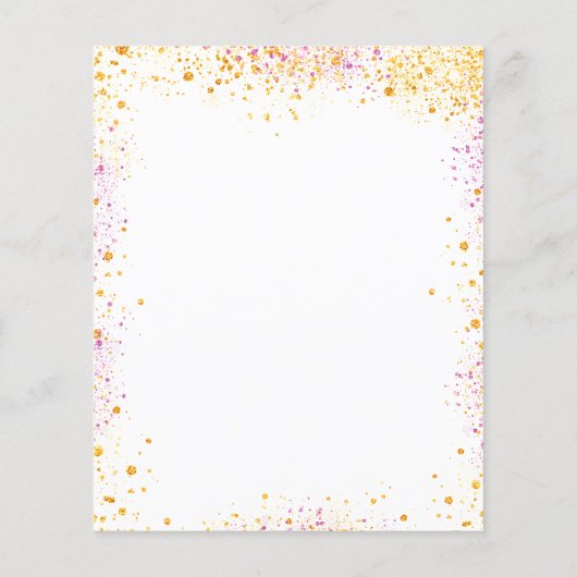 Weddenschap wit goud roze glitter budget uitnodigi flyer (Achterkant)