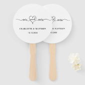 Weddenschap wit, mrs hartscript handwaaier (Voorkant en achterkant)