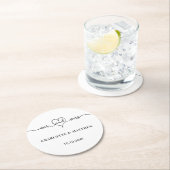 Weddenschap wit, mrs hartscript ronde kartonnen onderzetter (Insitu)