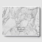 Weddenschap | Witte marmer-minimalistische afbeeld Gastenboek (Achterkant)