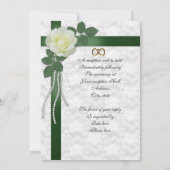 Weddenschap Witte roos, groene linten Kaart (Achterkant)