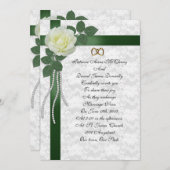Weddenschap Witte roos, groene linten Kaart (Voorkant / Achterkant)