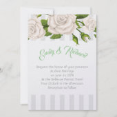 Weddenschap-witte rozen op Stripes Invitati Kaart (Voorkant)