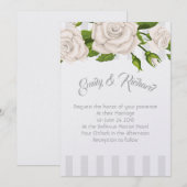 Weddenschap-witte rozen op Stripes Invitati Kaart (Voorkant / Achterkant)