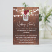 Weddenschap Wood Mason Jar Burgundy - Gegevens Informatiekaartje (Staand voorkant)