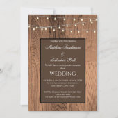 Weddenschap Wood Rustic Fairy Lights Kaart (Voorkant)