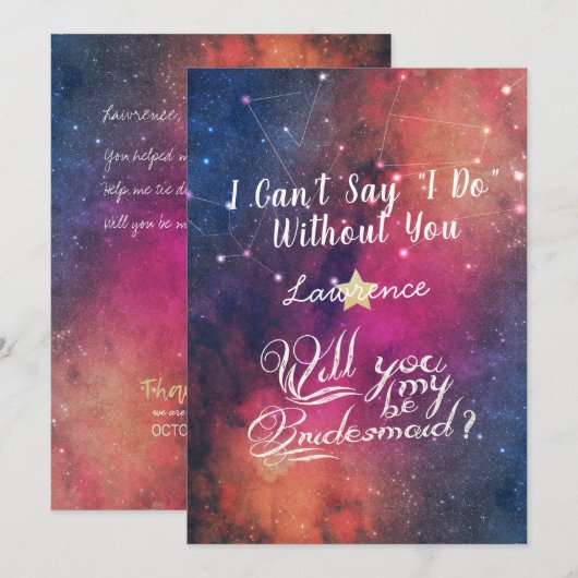 Weddenschap word jij mijn Bridesmaïde sterrenbeeld Kaart (Voorkant / Achterkant)