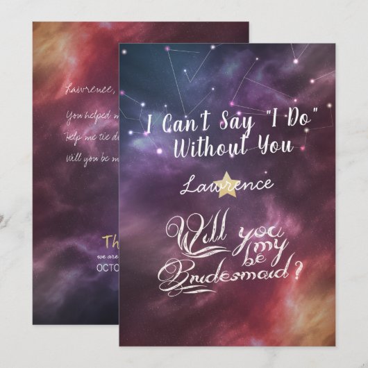 Weddenschap word jij mijn Bridesmaïde sterrenbeeld Kaart (Voorkant / Achterkant)