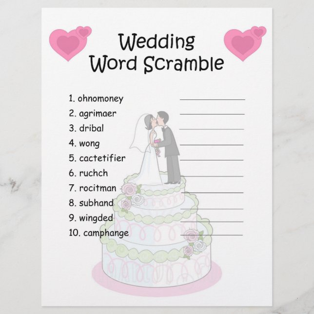 Weddenschap Word Scramble (Voorkant)