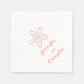 Weddenschap zee ster koraalroze witboek servet (Voorkant)