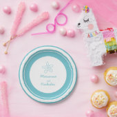 Weddenschap zeester aqua, wit aangepast papier bor papieren bordje (Feest)