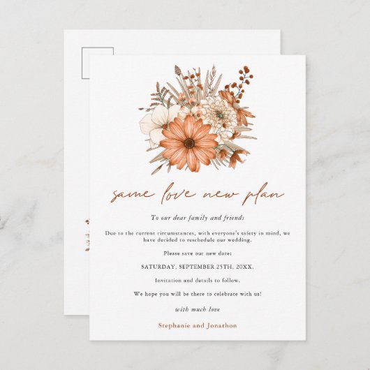 Weddenschap Zelfde liefde Nieuw Plan Datum herfst  Aankondigingskaart (Voorkant / Achterkant)