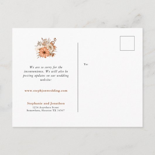 Weddenschap Zelfde liefde Nieuw Plan Datum herfst  Aankondigingskaart (Achterkant)