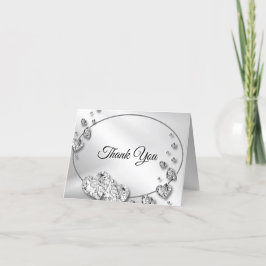 Weddenschap Zilver Klein Geometrische elegant Bedankkaart