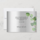 Weddenschap zilveren eucalyptusfotoscript elegant bedankkaart (Achterkant)