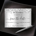 Weddenschap zilveren glitter elegant modern save the date<br><div class="desc">Een moderne en elegante Save the Date for a bruiloft. Een faux zilveren achtergrond,  versierd met faux glitter. sparkles. Pas een datum en namen aan en voeg deze toe. De tekst: Sparen de Datum wordt geschreven met een groot trendy hand lettered stijlmanuscript.</div>