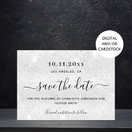 Weddenschap zilveren glitter elegant modern save the date