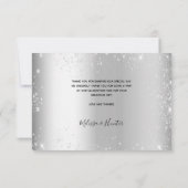 Weddenschap zilveren glitter sparkles fotoscript bedankkaart (Achterkant)