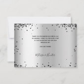 Weddenschap zilveren zwarte glitter-fotoscript bedankkaart (Achterkant)
