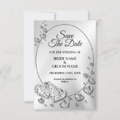 Weddenschap Zilverkleurig Hiny Geometric Elegant Save The Date (Voorkant)