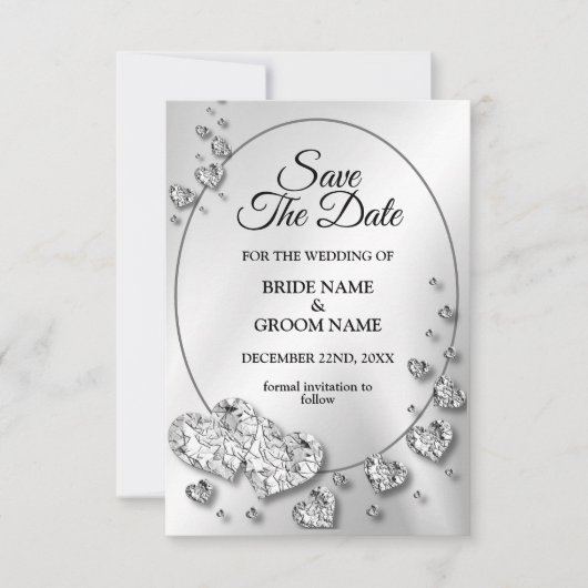 Weddenschap Zilverkleurig Hiny Geometric Elegant Save The Date (Voorkant)