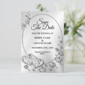 Weddenschap Zilverkleurig Hiny Geometric Elegant Save The Date (Staand voorkant)