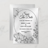 Weddenschap Zilverkleurig Hiny Geometric Elegant Save The Date (Voorkant / Achterkant)