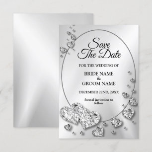 Weddenschap Zilverkleurig Hiny Geometric Elegant Save The Date