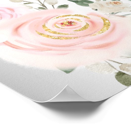 Weddenschap zilverroze bloemen, welkom poster (Hoek)