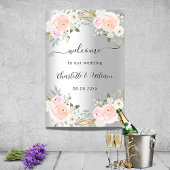 Weddenschap zilverroze bloemen, welkom poster