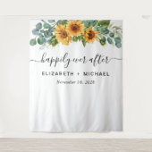 Weddenschap Zonnebloem Eucalyptus Foto Booth Wandkleed (Voorkant)