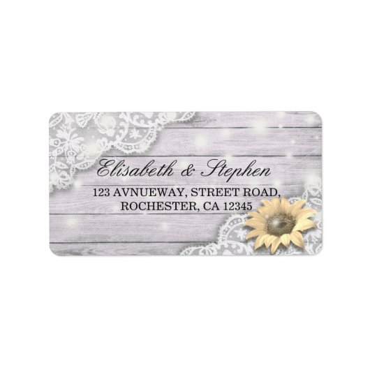 Weddenschap Zonnebloem Hout Koord Lichten Etiket (Voorkant)