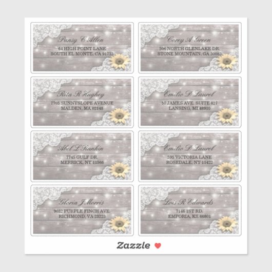 Weddenschap Zonnebloem Hout Koord Lichten Sticker (Vel)