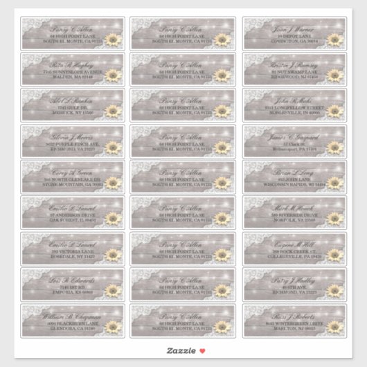 Weddenschap Zonnebloem Hout Koord Lichten Sticker (Vel)