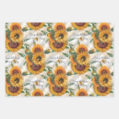 Weddenschap Zonnebloemen en bijen Namen 3 Gift toe Inpakpapier Vel (Voorkant 3)