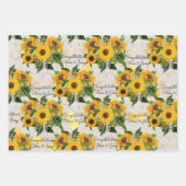 Weddenschap Zonnebloemen en bijen Namen 3 Gift toe Inpakpapier Vel (Voorkant 2)